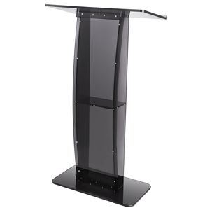 Podio in Acrilico da 47 Pollici con Ampia Superficie di Lettura e Ripiano Portaoggetti, Pulpito Trasparente da Terra per Presentazioni - Product Image 1