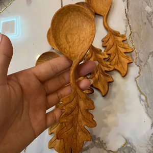 Vietnam Decorative Scoop Leaf Wooden <b>Spoon</b> Wooden Material for Condiment Scoop Coffee Tea Serving Kitchen Display - Product Image 1