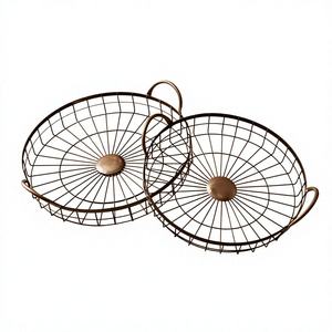 Metal Iron Wire <b>Basket</b> Customized Shape Gold Finished Multifunction Tabletop <b>Food</b> Storage Handle Elegant Design Modern - Product Image 6