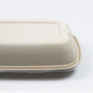 ฝาปิดภาชนะอาหารทรงสี่เหลี่ยมทำจากชานอ้อย ขนาด 1000 มล. ย่อยสลายได้ 100% ปิดผนึกแน่น ป้องกันการรั่วซึม ทนน้ำมัน ใช้แล้วทิ้ง - Product Image 5