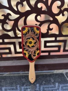 Unique Handmade Hand <b>Tooled</b> <b>Leather</b> Wooden Hair Brush With Sunflower <b>Leather</b> Minimalist Modern Design Daily Use Rectangle Shape - Product Image 5