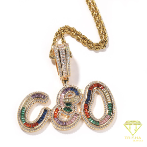 สร้อยคอจี้เพชรโมอิสซาไนต์แบบใหม่ สไตล์ Iced Out  พร้อมจี้ตัวอักษรหรือชื่อสั่งทำพิเศษ - Product Image 4