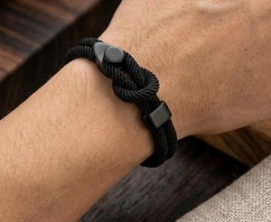 Premium Handwoven Leather & Cotton <b>Rope</b> <b>Bracelet</b> with Adjustable Knot Closure for Children's Cute Style - Product Image 1