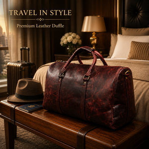 Sac de voyage en cuir bordeaux pour homme |   Sac de voyage vintage pour le week-end |   Grande sacoche de voyage avec bandoulière amovible - Product Image 2