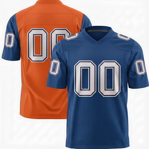Custom Orange Football Jersey Short Sleeves <b>V</b>-Neck Breathable Regular <b>Fit</b> With Number Print Sporty Design - Product Image 2