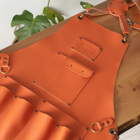 Tablier de Chef Personnalisé en Cuir et Toile de Haute Qualité avec Poches, Anti-Huile, Fermeture à Boutons-Pression, Manches Courtes, pour Barbecue, Restaurant, Bar