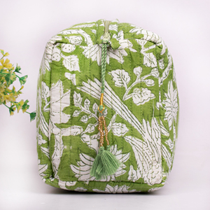 Juego de 3 Bolsas de Maquillaje de Tela, Acolchadas de Algodón, con Estampado de Bloques, Cierre de Cremallera, Regalo para Ella, Bolsas de Cosméticos Hechas a Mano - Product Image 4