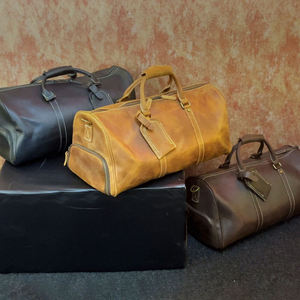 Genuine Leather Duffel Bag Solid Brown Luxury Travel Design Durability Feature - Product Image 6