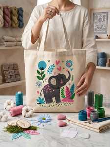 Bolsa de tela con diseño de elefante en oferta, alta demanda - Product Image 2