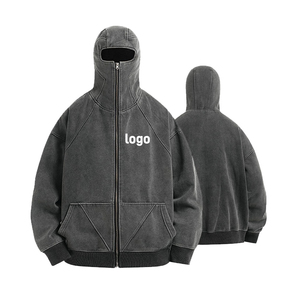 Sudadera con capucha completa personalizada para hombre, con cremallera, corte holgado, de algodón grueso, lisa, oversize, estilo streetwear, fabricante - Product Image 2