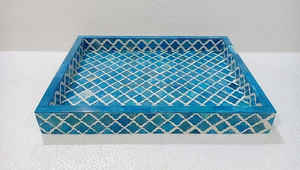 Très demandé à la main incrustation d'os motif marocain plateaux en résine design personnalisé de luxe avec des prix - Product Image 6