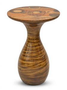 Table basse en bois moderne, design contemporain, fabrication artisanale, meubles de salon, plateau rond, base en bois massif - Product Image 1