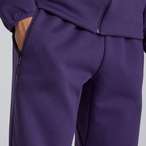 Conjunto de Sudadera con Capucha Morada para Hombre, Corte Regular, Felpa, Color Sólido, Ropa Casual de Otoño - Product Image 4