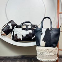 Nouvel arrivage Ensemble de voyage 3 pièces en cuir de vachette véritable Sac polochon fourre-tout et trousse de toilette Ensemble de bagages pour hommes et femmes