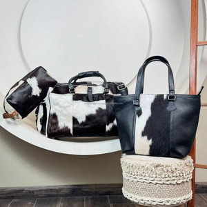 New Arrival 3-Piece Genuine Cowhide Leather Travel Set Duffel <b>Bag</b> Tote & Toiletry Pouch Hair-On Hide Luggage Set <b>for</b> <b>Men</b> & Women - Product Image 4