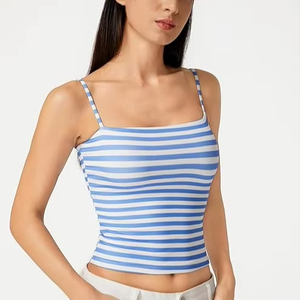 Custom Hot-Selling Casual Crop Slim Fit Knitted Camisole Breathable Quick Dry Eco-Friendly Striped Print Sexy Backless Women's - Product Image 1