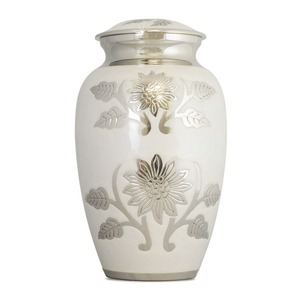 Shimmering Ivory Aluminum Urn Elegant Cremation Container <b>Memorial</b> <b>Keepsake</b> Lightweight Durable Home Decor Funeral Accessories - Product Image 1