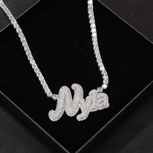 Moissanite Letter Pendant <b>Necklace</b> New Style Letter Hip Hop Luxury 925 Sterling Silver VVS <b>Necklace</b> DIY English <b>Name</b> - Product Image 2