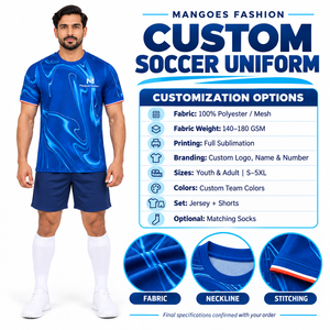 Camiseta de Fútbol Sublimada Personalizada de Alta Calidad, 100% Poliéster, Diseño Personalizado, Uniforme de Fútbol para Equipos, Servicio OEM para Clubes, Venta al Por Mayor - Product Image 6