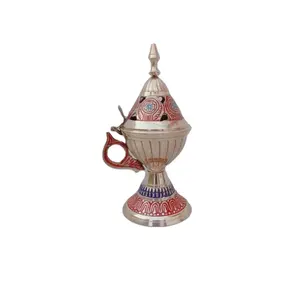 Silver And Red Nice Color Incense Burner At Reasonable Rates Wholesale Supplies Brass Amazing Incense Holder For Tabletop