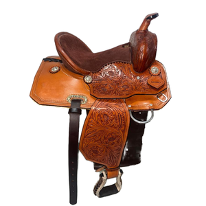 Selle anglaise en cuir véritable fabriquée en Inde avec arçon en bois, prix compétitif, 100% cuir, écologique, durable, selle de course - Product Image 1