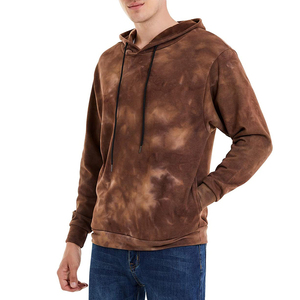 Sweat-shirt à capuche tie-dye pour homme, coupe classique, décontracté, tricoté, motif marron, manches longues, automne - Product Image 3