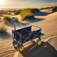 Chariot de plage pliable en acier inoxydable, grande capacité, multi-usages, durable, avec table