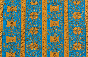 Tela Africana con Estampado Floral Azul Dorado, Muestra de Tela Textil para Confección de Prendas y Manualidades - Product Image 4