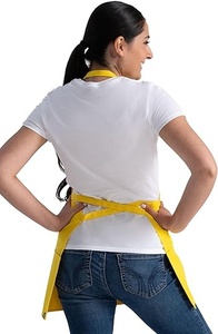 Delantal de algodón amarillo con bolsillos, cierre con lazo de tela tejida, para restaurante, bar, uniforme para el personal de servicio, para mujer - Product Image 5