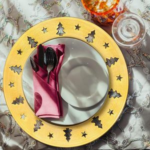 Assiette de présentation élégante argentée et dorée – Assiette de base stylée pour la mise en table de banquets de mariage - Product Image 2