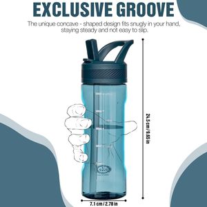 Borraccia Blu Notte in Tritan Senza BPA con Cannuccia, Design Anti-Perdita per Viaggi, Casa, Scuola - Contenitore per Bevande in Plastica - Product Image 3