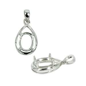 Nueva llegada tradicional 2024 sólido 925 Marco de gota de plata esterlina 6x8 MM Ajuste de bisel colgante liso joyería fina para mujeres - Product Image 3