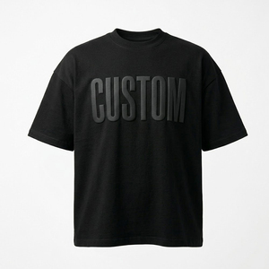 T-shirt en coton à manches courtes pour homme, coupe oversize, avec impression de lettres en relief personnalisée, col rond, style streetwear, jersey, logo sur le devant, vêtement décontracté - Product Image 1