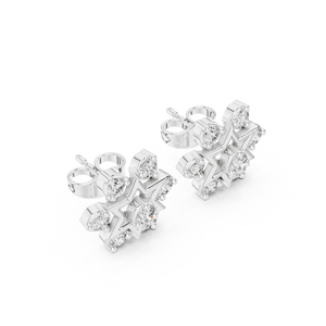 Luxury <b>Silver</b> Star Diamond <b>Stud</b> Earrings Womens Fine Jewelry - Product Image 2