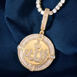 Pendentif Allah pour Hommes - Pendentif Allah en Moissanite Baguette en Argent, Pendentif Allah Islamique, Pendentif Calligraphie Allah Premium - Product Image 4