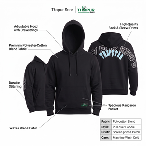 Sweat à capuche unisexe respirant en coton imprimé, style streetwear, avec poche pour l'hiver - Product Image 4