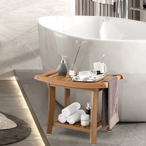 Sgabello da Bagno Resistente con Seduta Curva Impermeabile e Ripiano Portaoggetti per Vasche e Sedute - Product Image 2