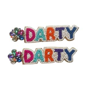 Luxury Elegant Handwork Beaded Embroidery DARTY <b>Earring</b> <b>Top</b> Fashionable Designer Unique Stylish Cute Statement For Girl - Product Image 1