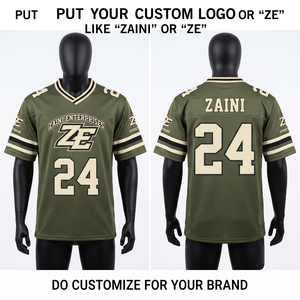 Maillot de football en maille polyester respirante de haute qualité 220 GSM, vert olive, manches contrastées, logo personnalisé - Product Image 1