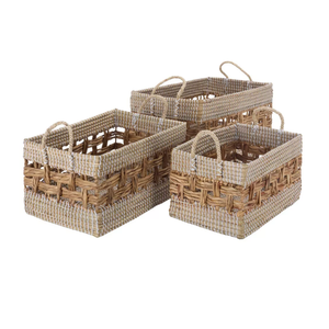 Wholesale Farmhouse Seagrass <b>Water</b> <b>Hyacinth</b> Nested Storage <b>Baskets</b> for Organizing With Handles Made in Vietnam - Product Image 2