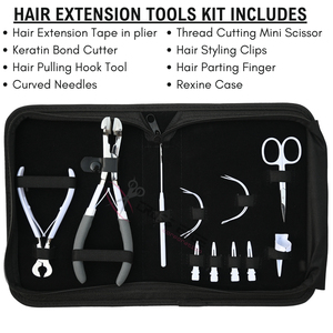 Kit de Herramientas para Extensiones de Cabello Blanco: Alicates para Cinta Adhesiva, Agujas Curvas para Remoción de Queratina, Mini Tijeras, Clips de Seccionamiento y Separación - Product Image 2