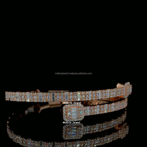 Elegante brazalete de oro rosa Súper elegante con VVS Baguette Moissanite Diamond Trending Unisex joyería fina en plata 925 - Product Image 1