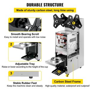 Macchina Sigillatrice Semi-Automatica per Tazze da Tè, 300-500 Tazze/Ora, Diametro Tazza 90/95mm, Argento, per Sigillatura Tazze Boba - Product Image 6