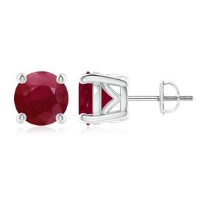 14kt Rose Gold Natural Ruby Stud <b>Earrings</b> Screw <b>Back</b> July Birthstone Solitaire Jewelry 4 prong Basket <b>Earrings</b> - Product Image 1