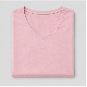 Camiseta holgada de manga tres cuartos con cuello en V en color rosa rubor para mujer WTS-0104 - Product Image 5