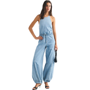 Mono vaquero sin mangas para mujer, corte ajustado, ecológico, estilo vintage, fabricante de ropa OEM ODM - Product Image 1