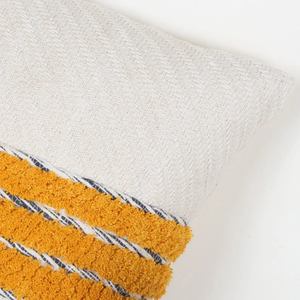 Hand Tufted Texture Boho Ivory and Mustard Yellow Fringe <b>Cushion</b> <b>Cover</b> Handmade Decorative Pillow Case for Sofa Bedroom Living - Product Image 3