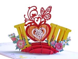 Cartes cadeaux 3D personnalisées faites à la main « Je t'aime » en papier écologique - Product Image 2