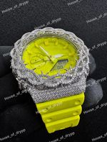Iced Out VVS Moissanit Diamant 925 Silber Neon-Zifferblatt Display-Uhr Modifizierte Herrenuhr Luxus Vollautomatische Uhr