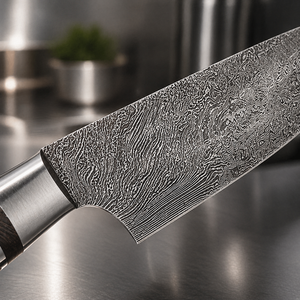 Couteau de chef artisanal en acier Damas, design ambidextre, lame de 8 pouces, épaisseur de 3,0 mm, manche en bois - Product Image 2